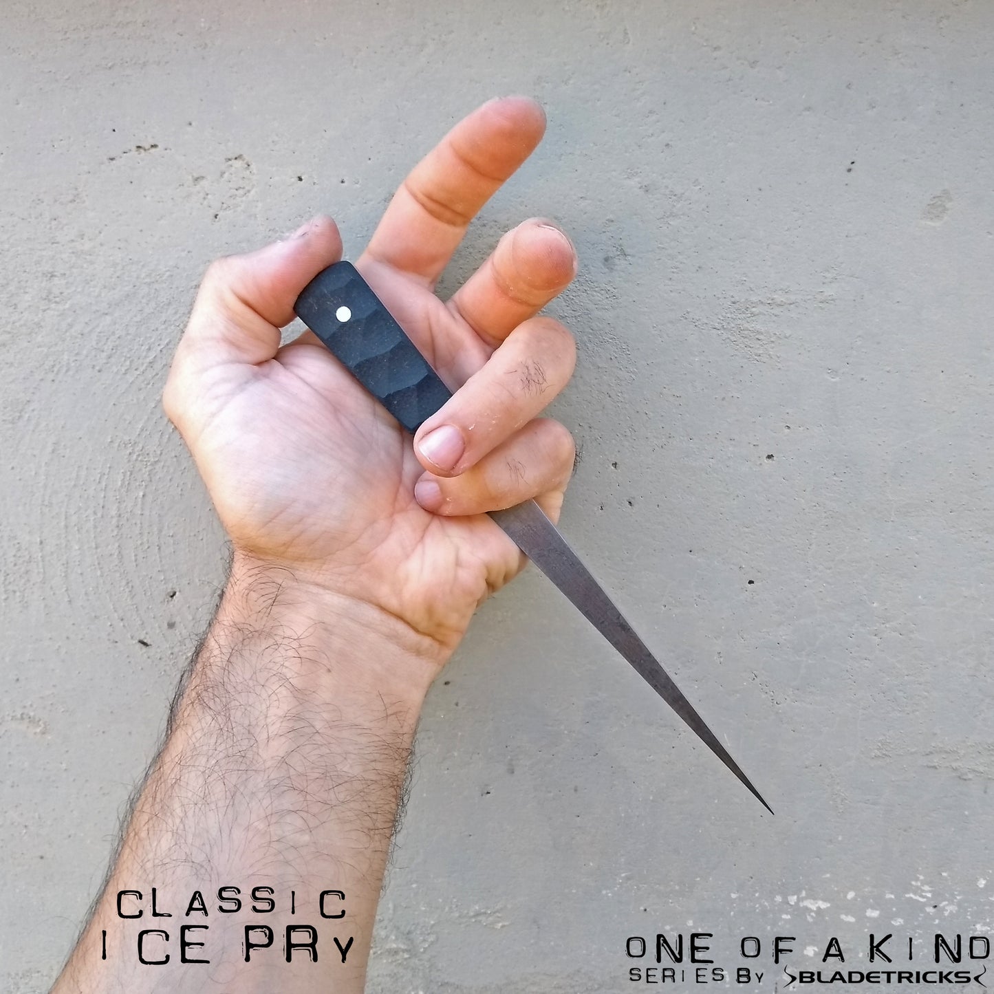 Bladetricks custom Ice Pry dagger black G10 handle knife maker Nash
