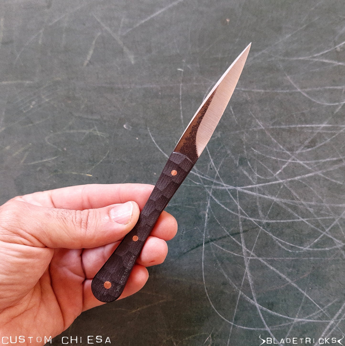 BLADETRICKS MINI CHIESA, BLACK G10 & COPPER