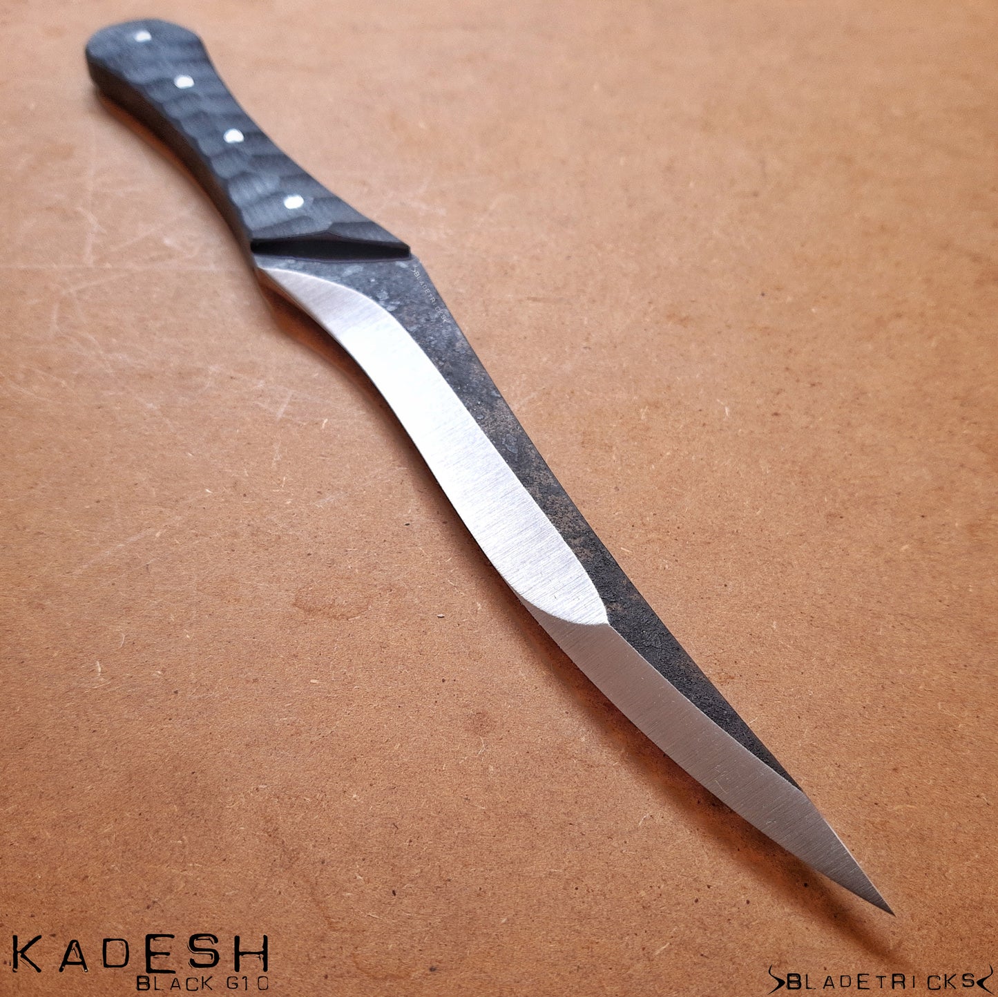 Custom tactical dagger recurve blade compound grind