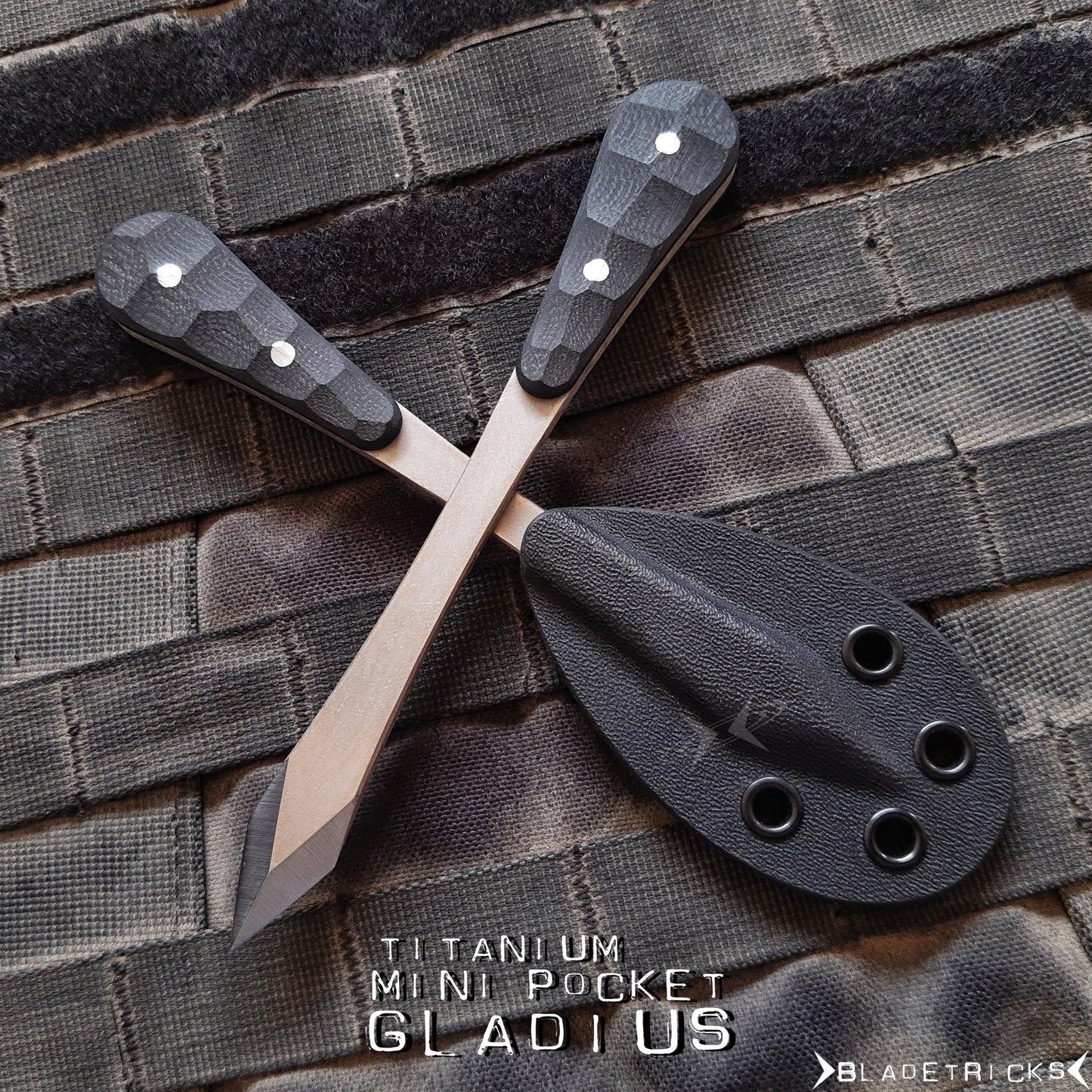 BLADETRICKS CUSTOM TITANIUM MINI POCKET GLADIUS, BLACK G10