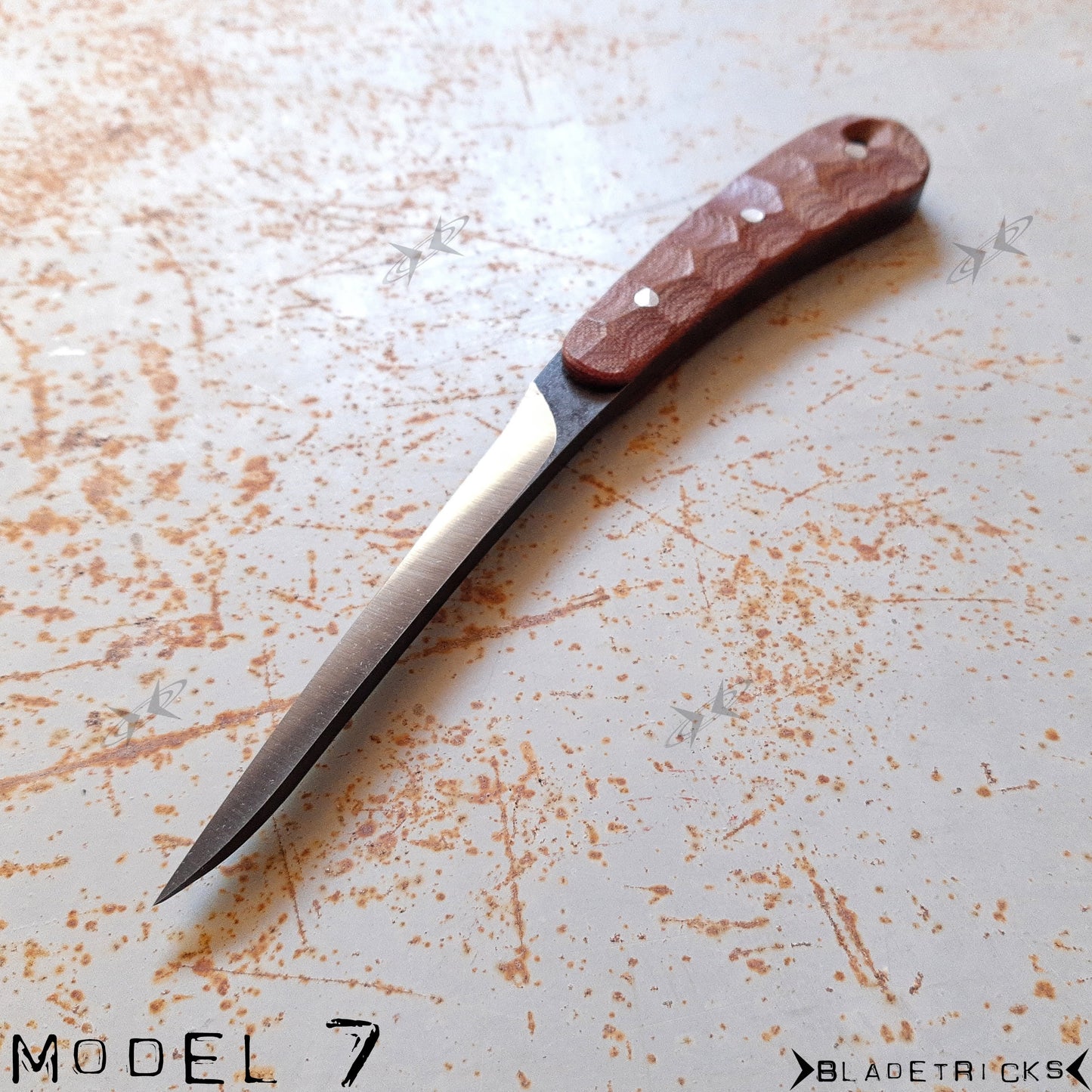 BLADETRICKS CUSTOM MODEL 7 KNIFE, MICARTA